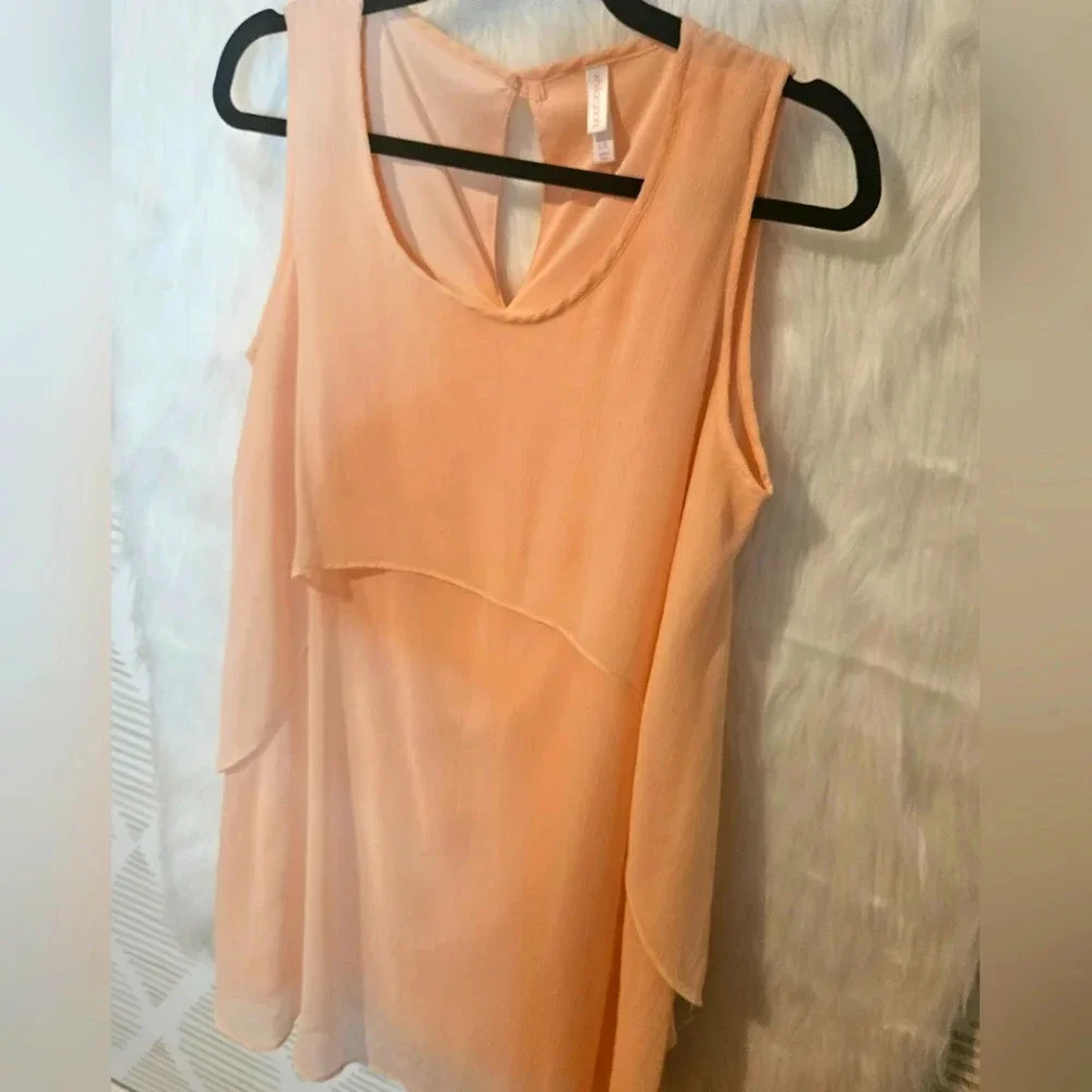 Xhilaration Romantic Peach Layered Chiffon Mini Dress - Picture 2 of 7